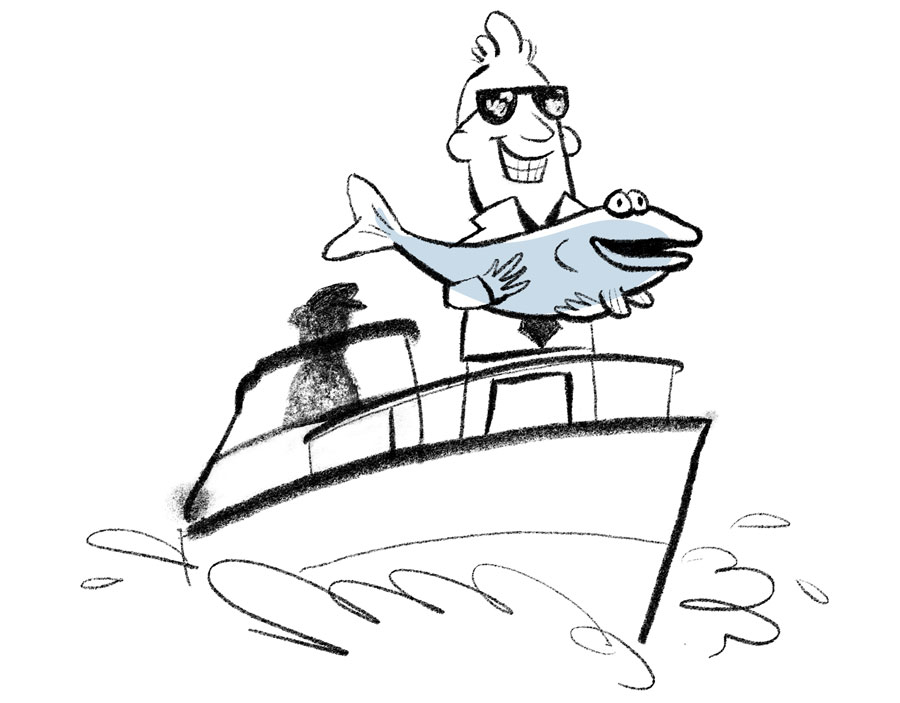 Zufriedener Mann mit großem Fisch